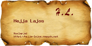 Hejja Lajos névjegykártya